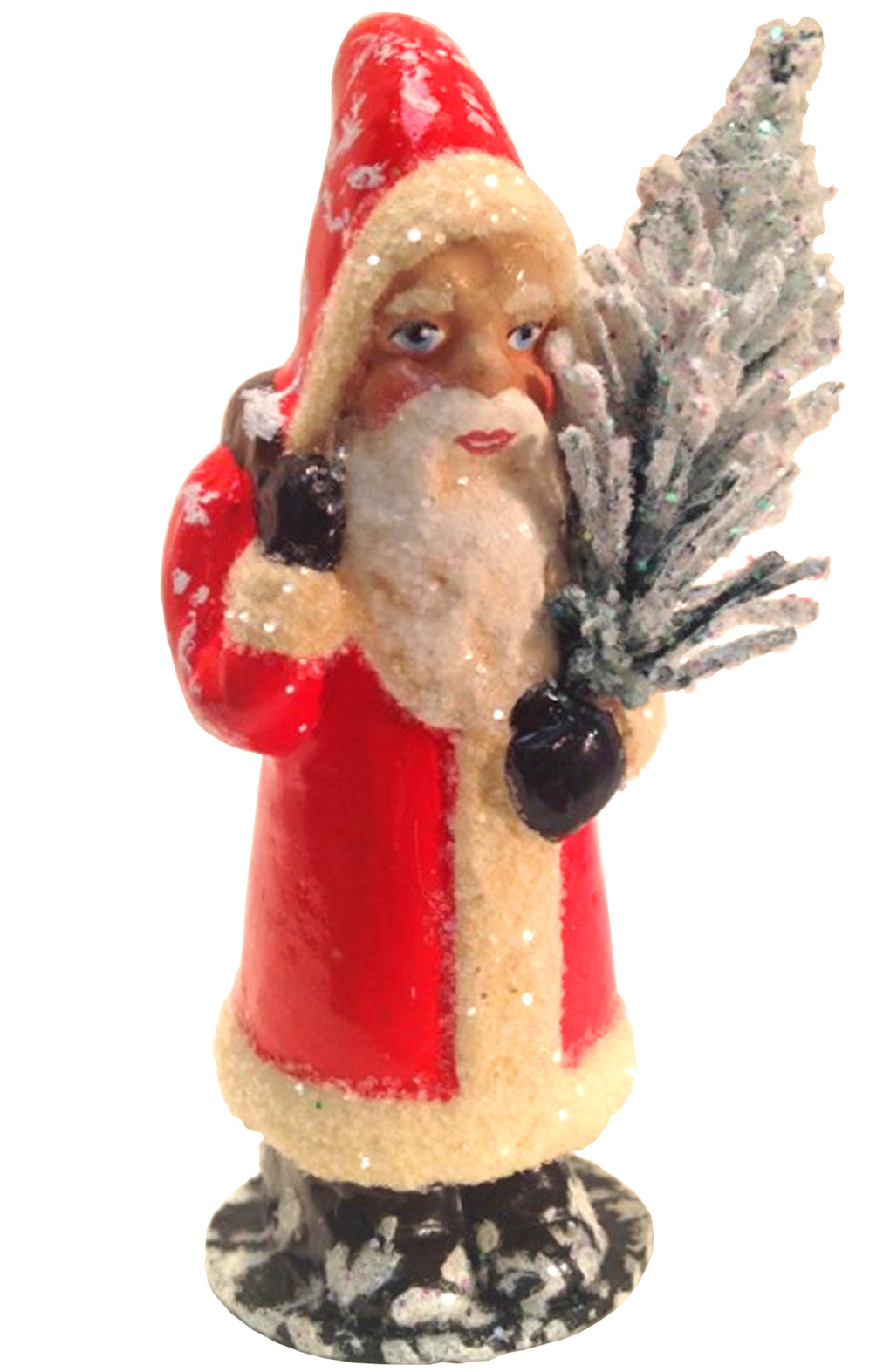 Schaller Paper Mache Candy Container - Santa Red Coat and Tree