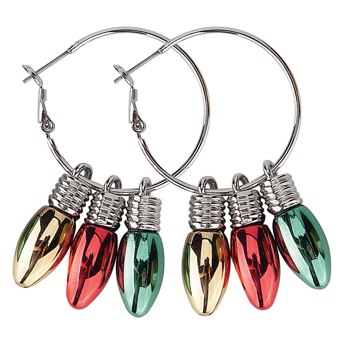 2.3" Christmas Light Bulb Hoop Earrings