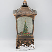 Load image into Gallery viewer, 10.25"H Confetti Lites Lighted Musical Swirl Vintage Lantern with Santa & Rotating Train