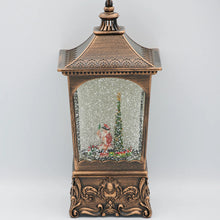 Load image into Gallery viewer, 10.25"H Confetti Lites Lighted Musical Swirl Vintage Lantern with Santa & Rotating Train