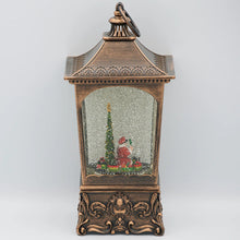 Load image into Gallery viewer, 10.25"H Confetti Lites Lighted Musical Swirl Vintage Lantern with Santa & Rotating Train