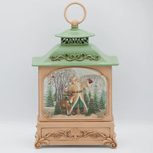 Load image into Gallery viewer, 12"H Confetti Lites Lighted Swirl Lantern with Santa & Reindeer