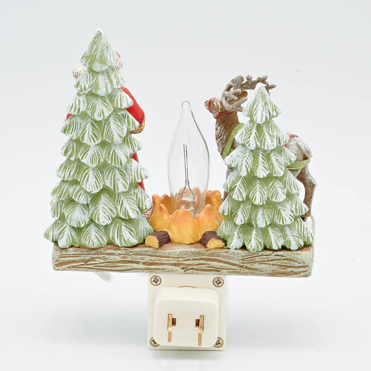 5.5"H Roman Lights Santa and Reindeer Flickering Flame Night-Light