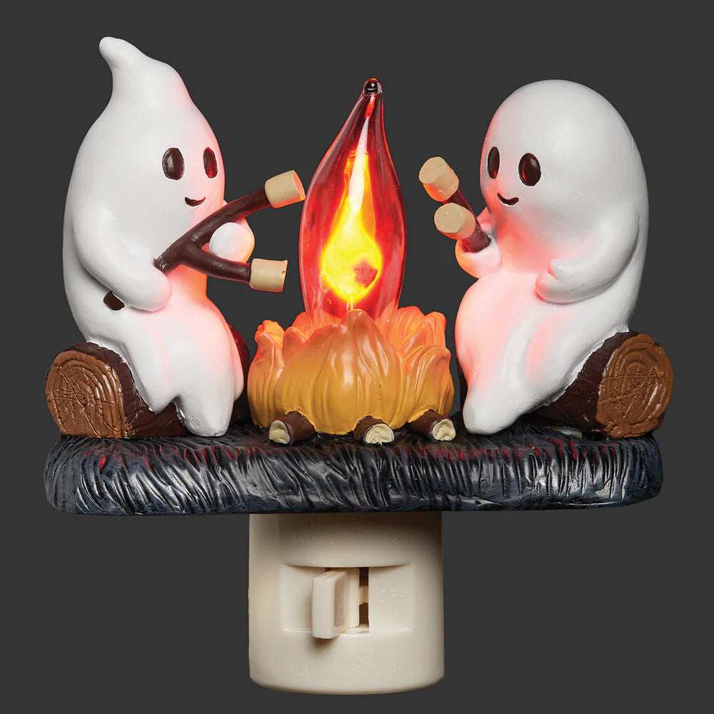4"H Roman Lights Ghosts Roasting Marshmallows Night-Light