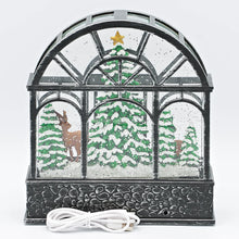 Load image into Gallery viewer, Confetti Lites Lighted Swirl Greenhouse with Woodland Snowmen