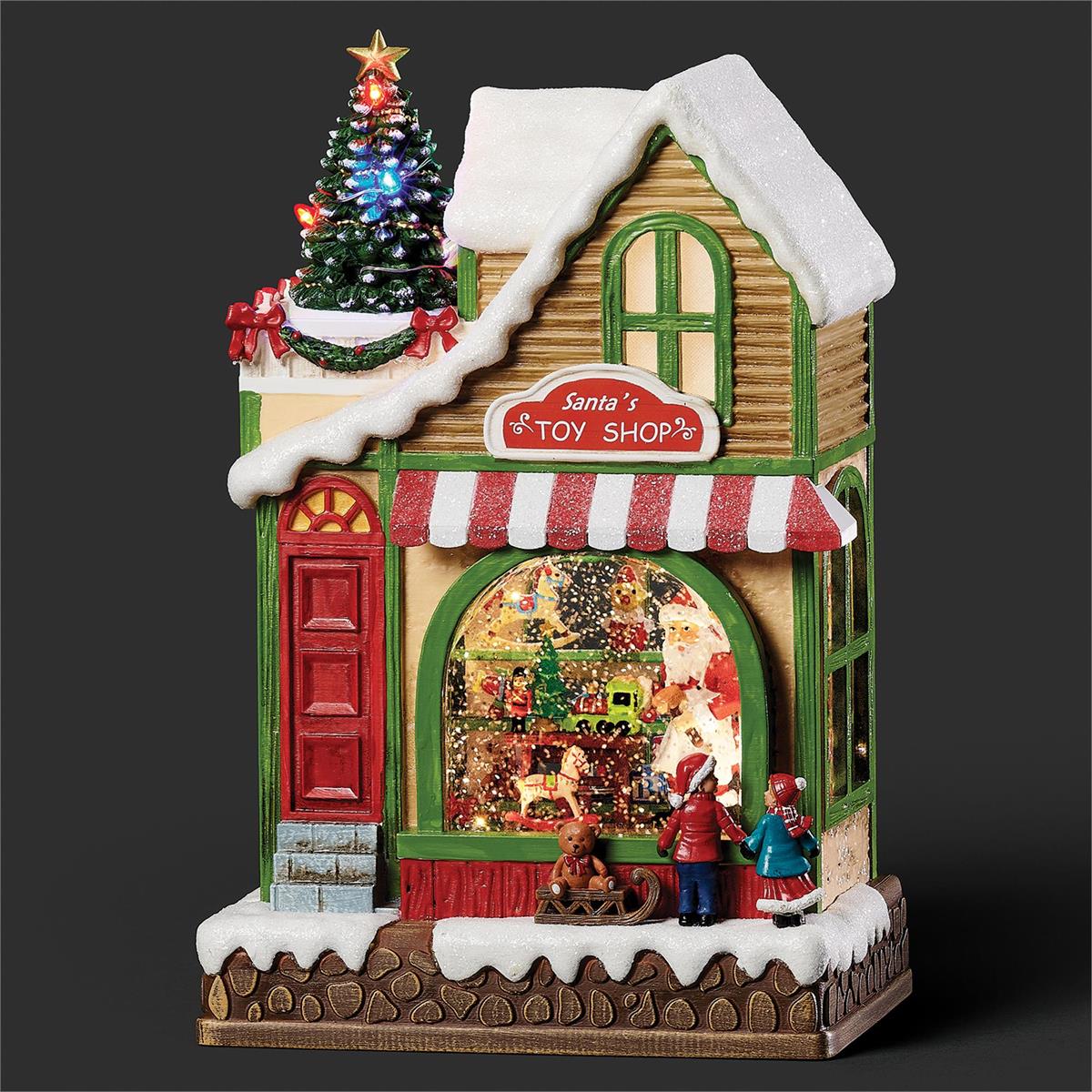 11"H LIGHTED MUS SANTA TOYSHOP SWIRL