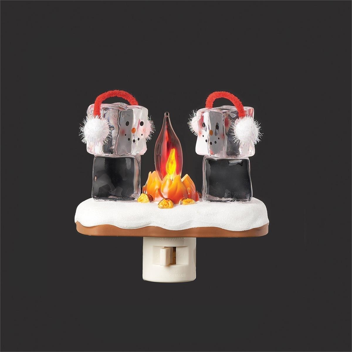 4.5"H ICE CUBE CAMPFIRE NIGHT LIGHT; FLICKER BULB; PLUG IN