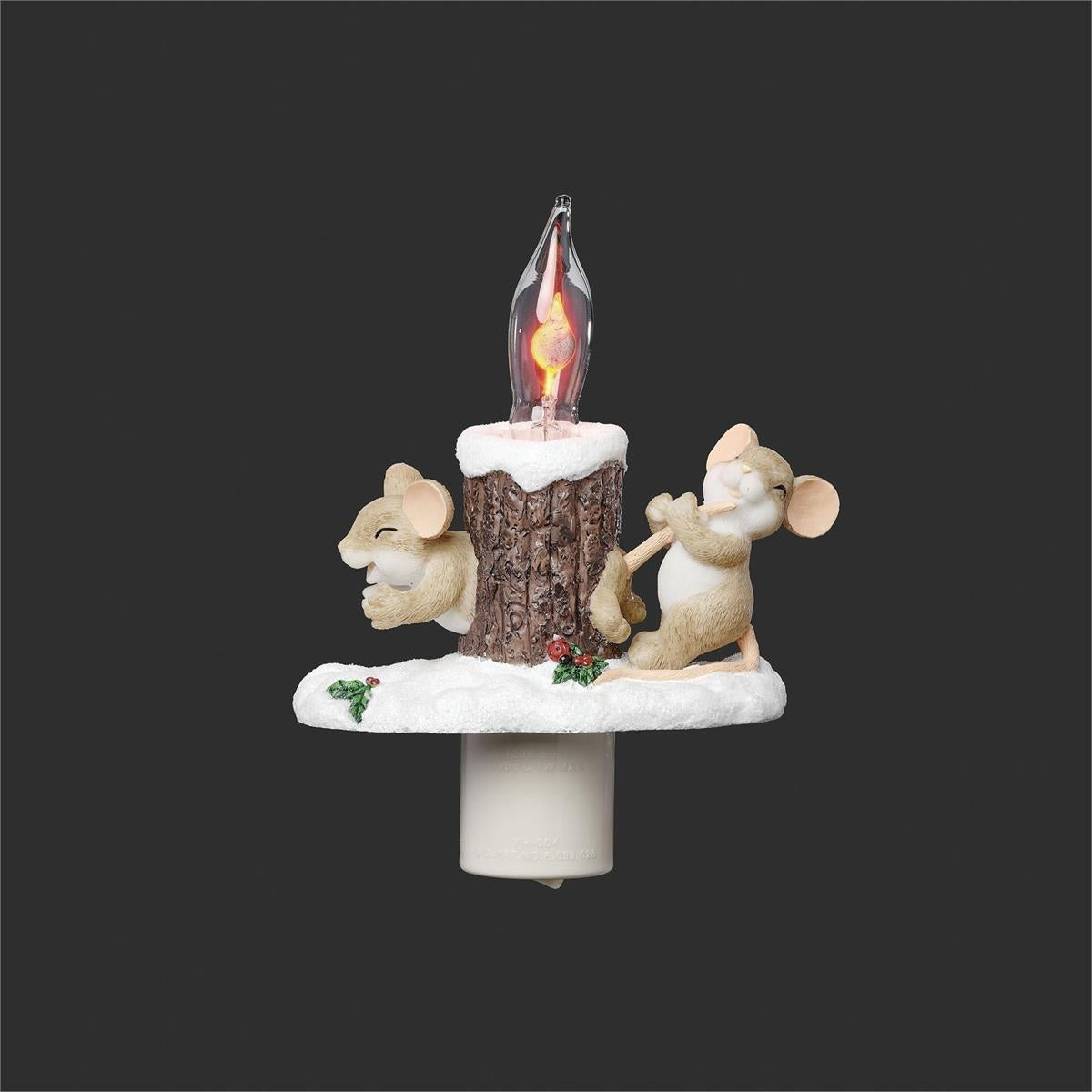 5.5"H MICE LAUGHING NIGHT LIGHT; FLICKER FLAME