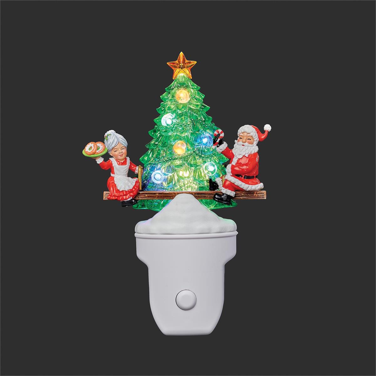 6.7"H LIGHTED MR. & MRS. CLAUS ON SEESAW NIGHT LIGHT