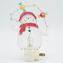 Load image into Gallery viewer, Night-Light 7.7" Roman Lights Snowman with Candy & Snowflake Garland