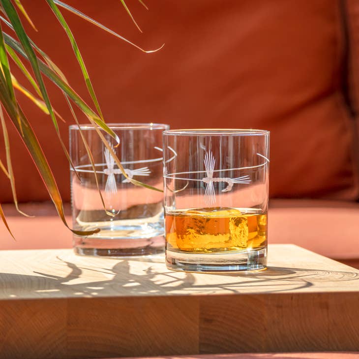 14 oz. Fly Fishing Double Old Fashioned Glass