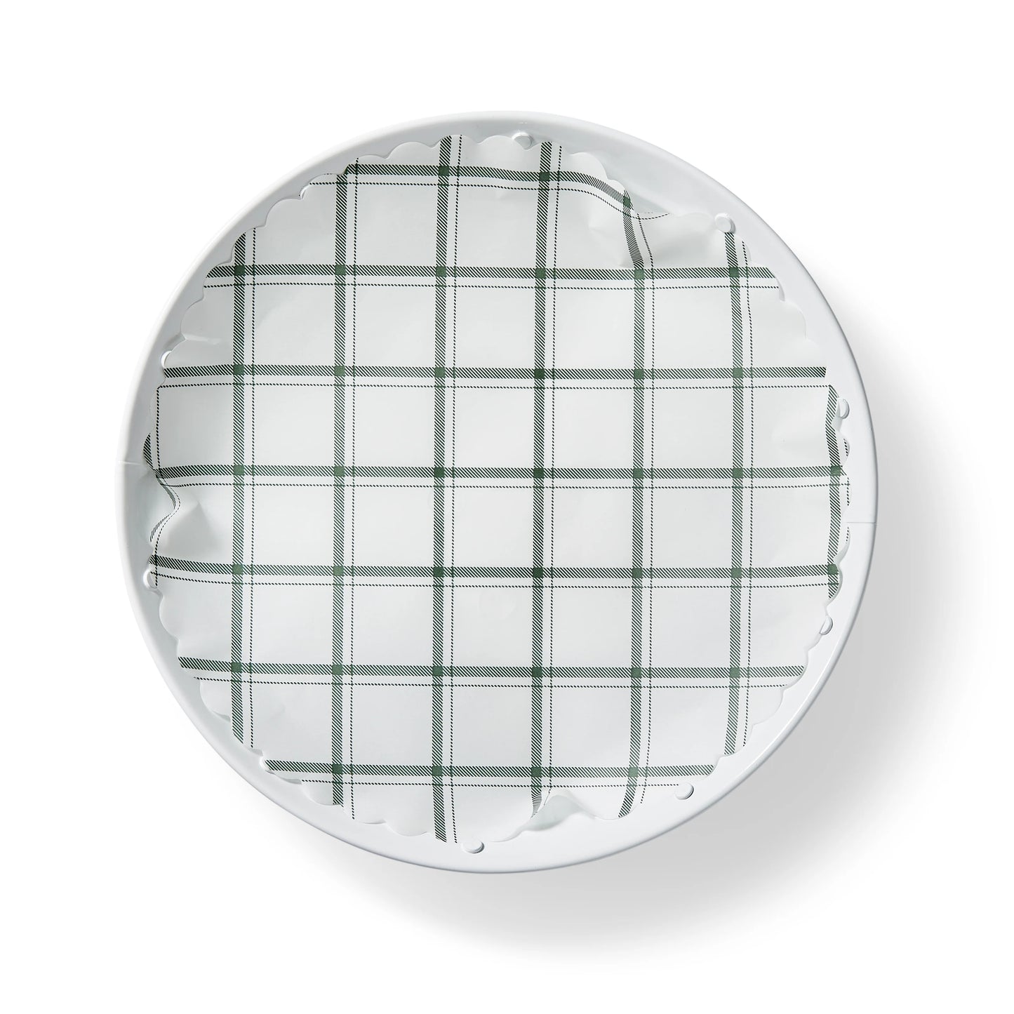 12"x12 Plate Liners- "TAHOE PINE" green plaid flat plate liners PKG/50