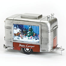Load image into Gallery viewer, 6" Lighted Musical Happy Camper Trailer with Rotating Scene