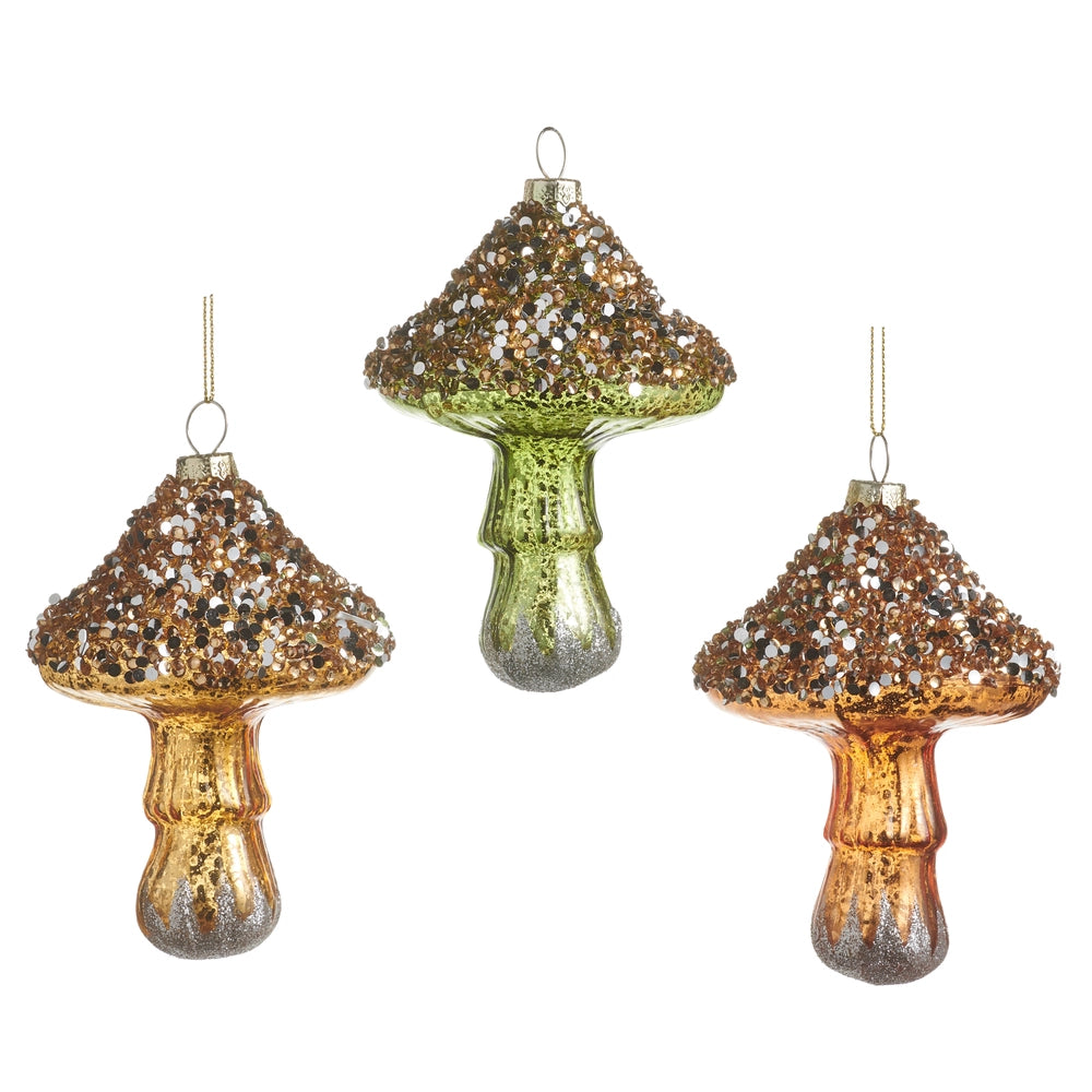 4.5" Glittered Mushroom Ornament