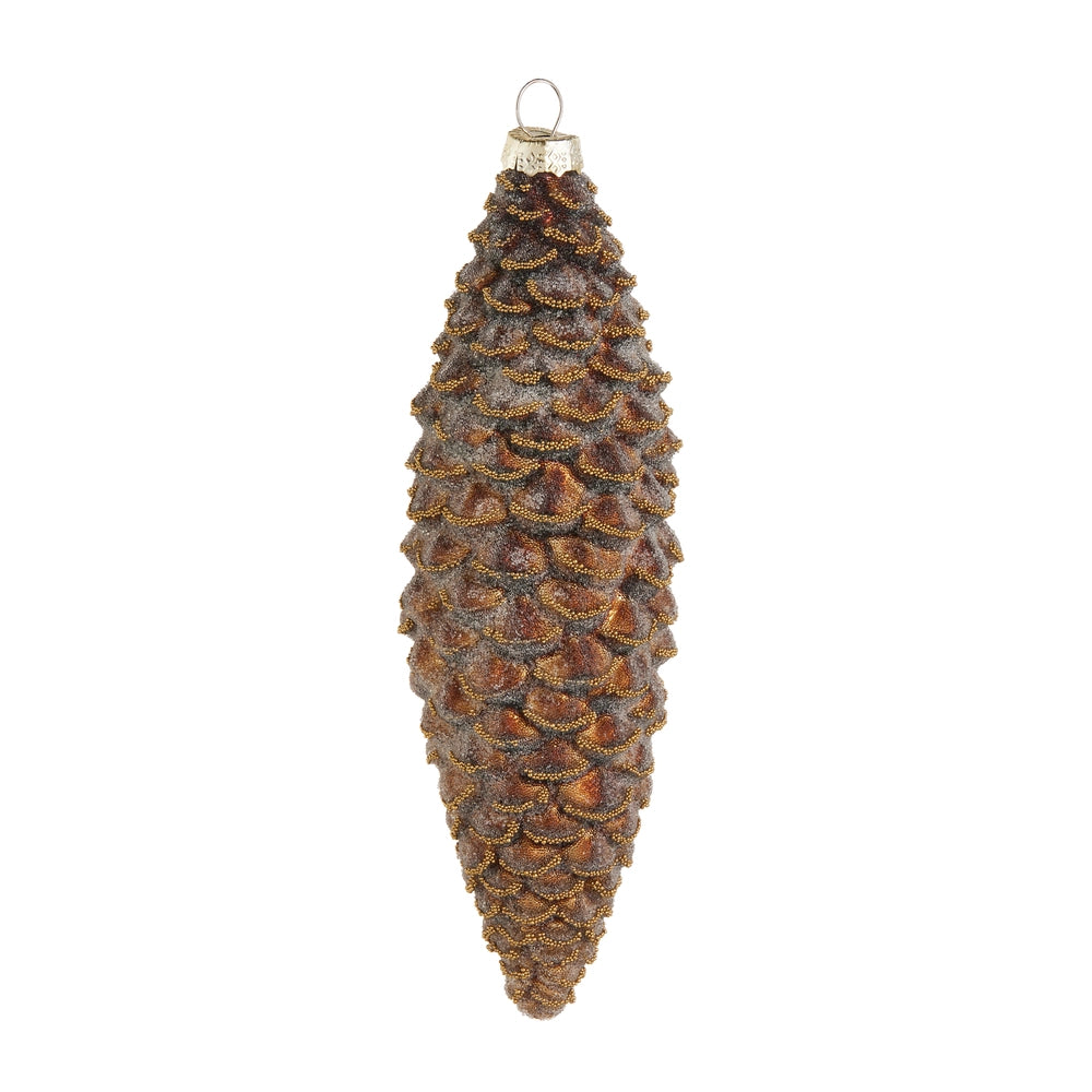 7.25" Flocked Pinecone Ornament