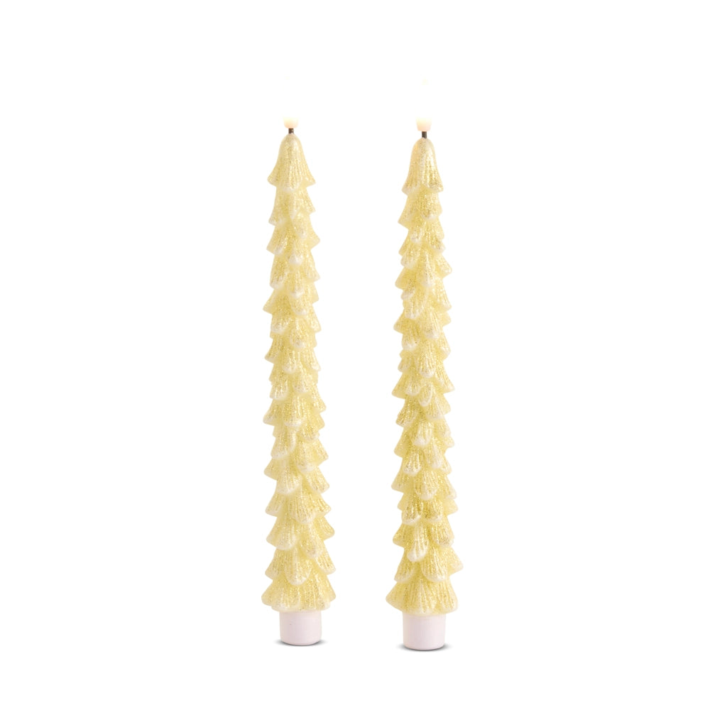 Glittered Gold Mini Tree Taper Candles