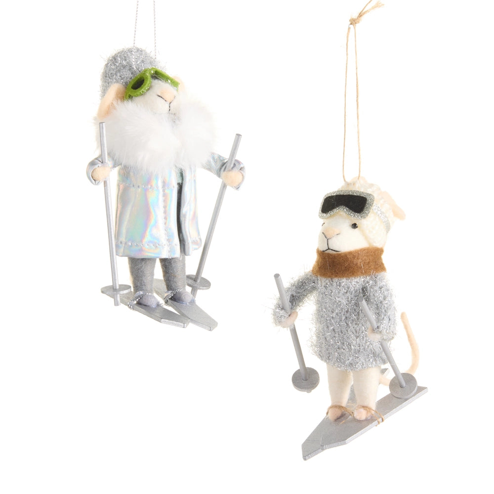 6" Ski Mice Ornament