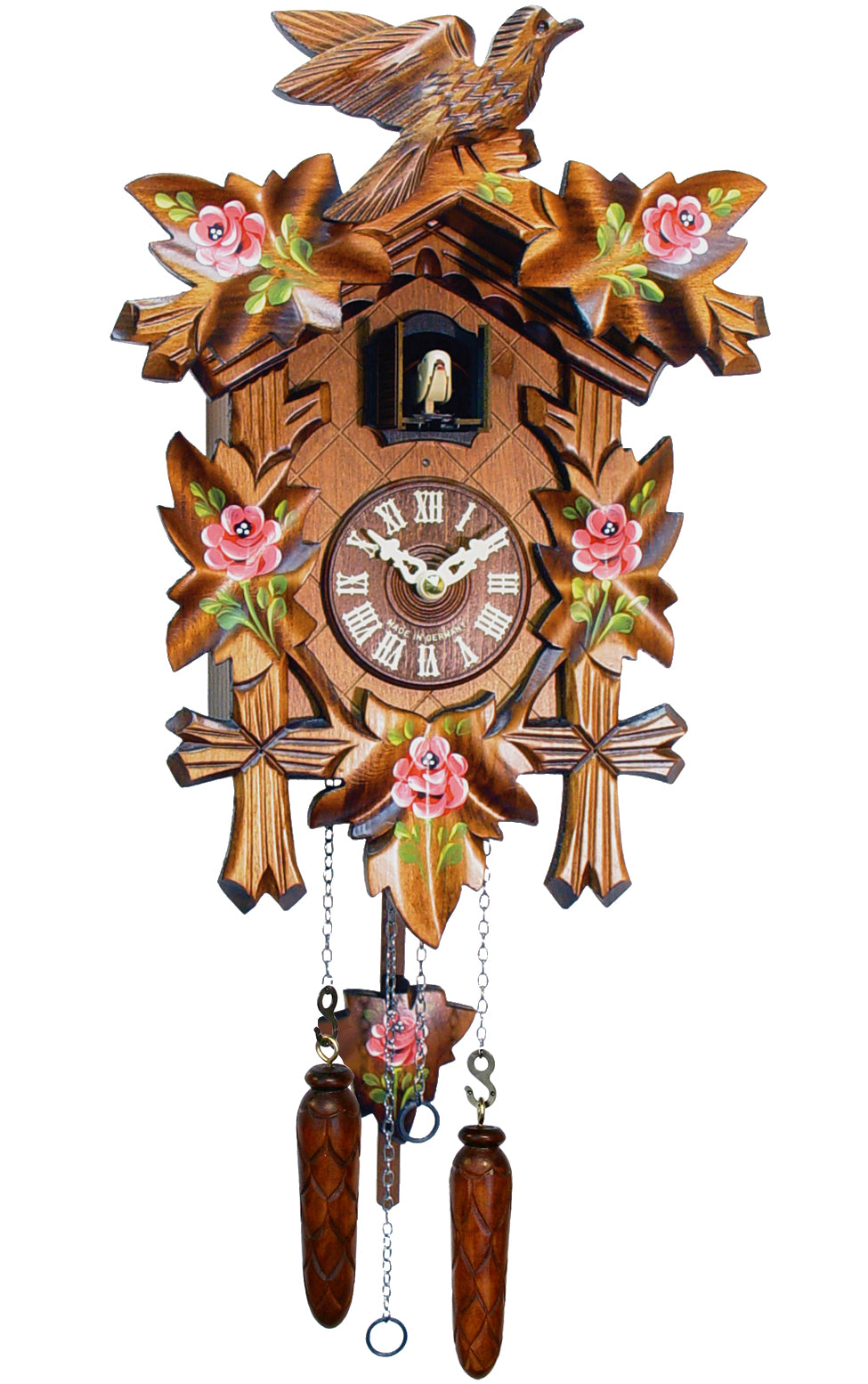 Black Forest Cuckoo Clock w- Red Flowers