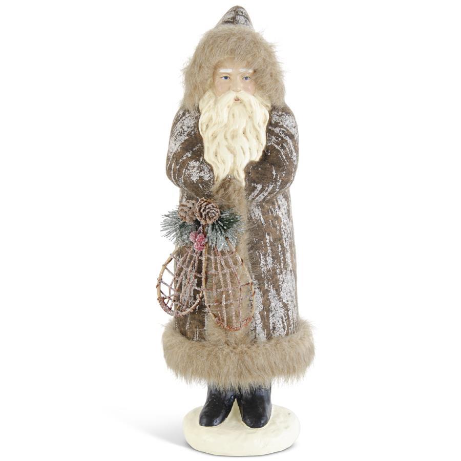 17" Brown Fur Trim Santa w/Snowshoes