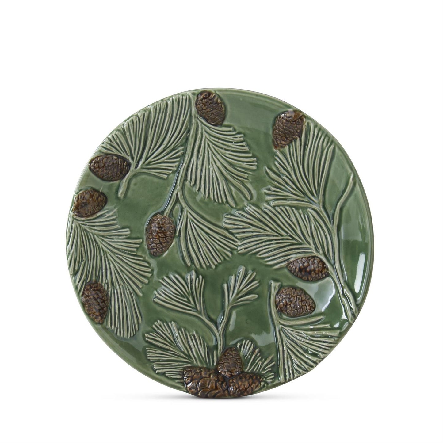 6.75" Green Ceramic Pinecone Plate