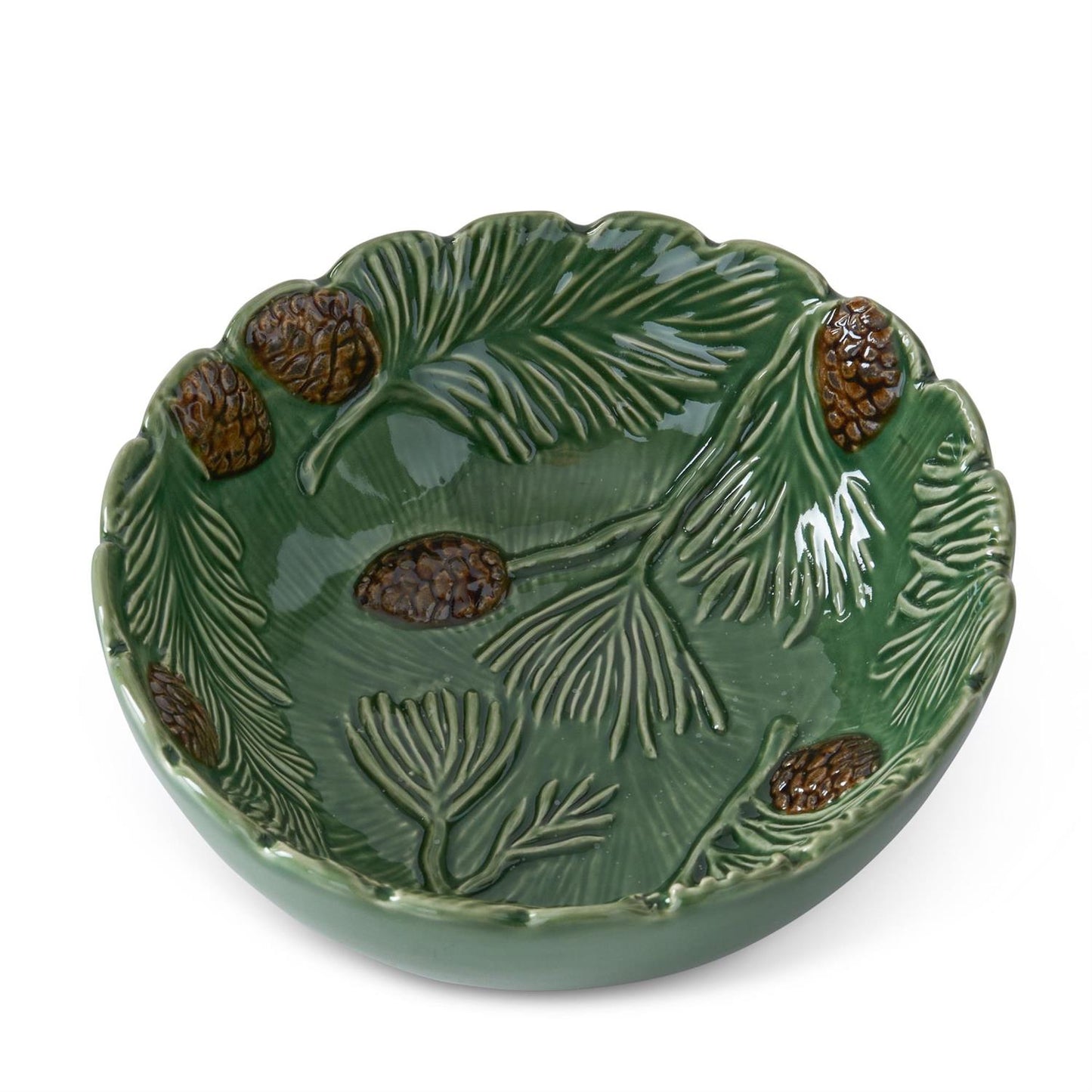 6.75" Green Ceramic Pinecone Bowl
