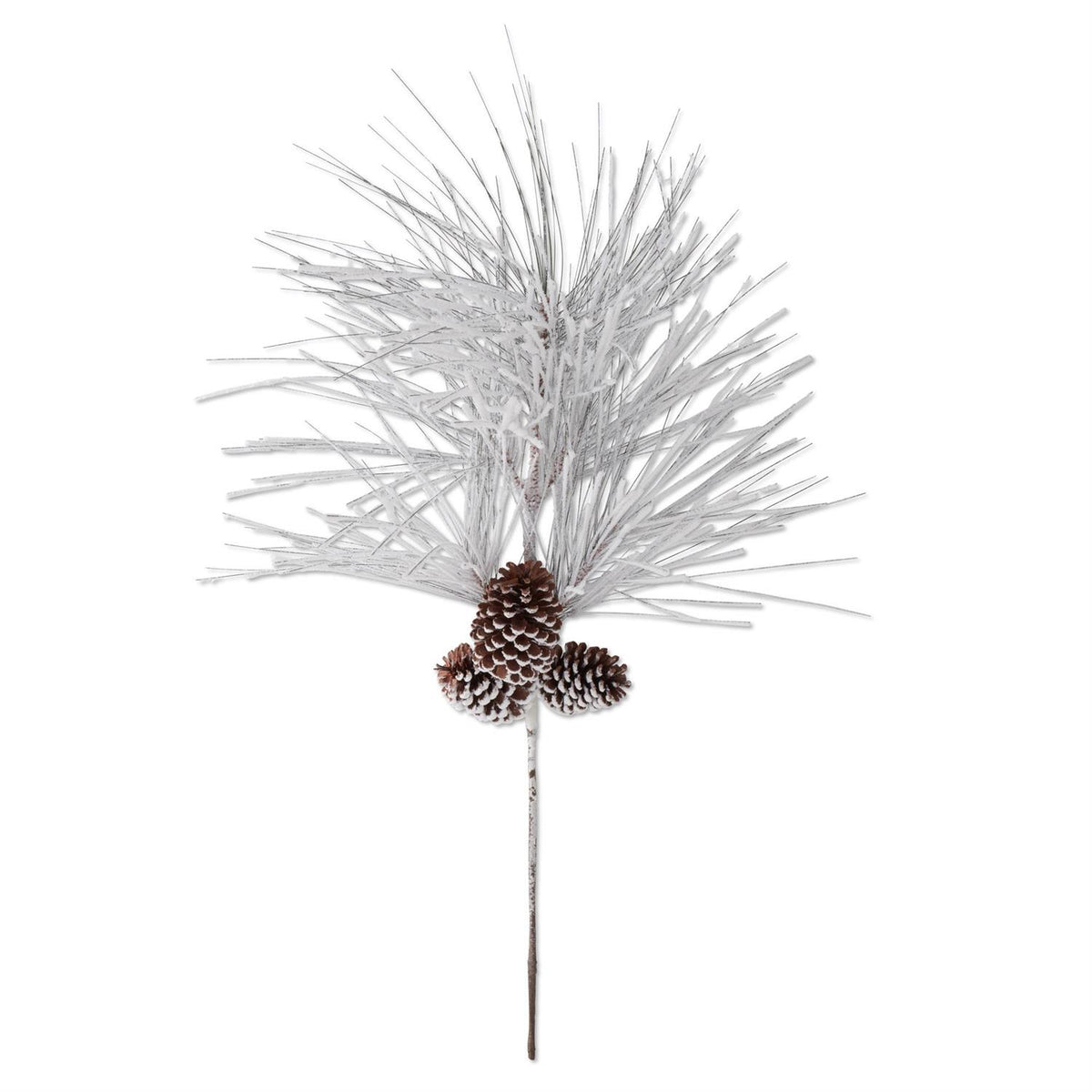 36" Flocked Twig Stem w/Pinecones
