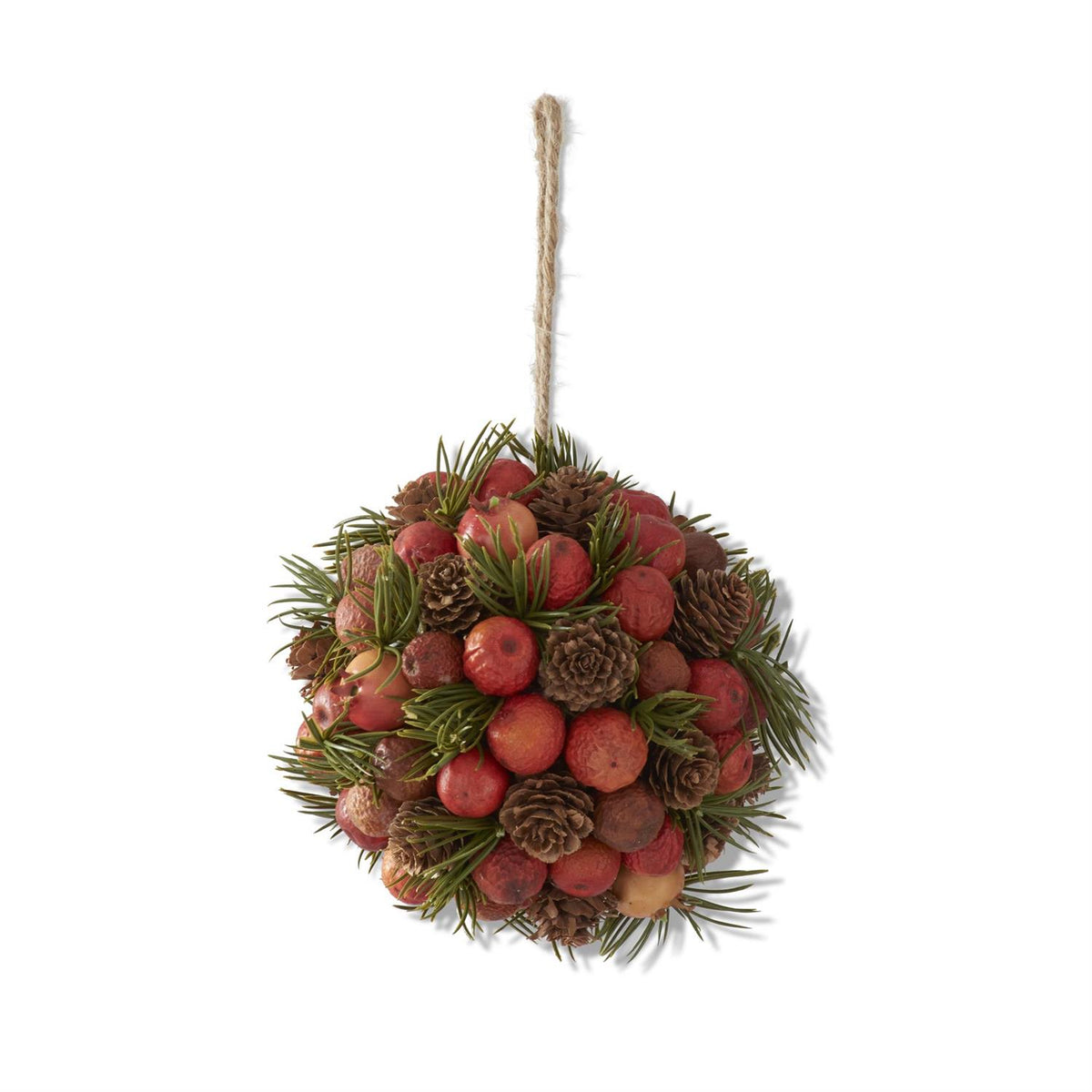 5.75" Orange Pods Pinecones & Pine Round Ornament