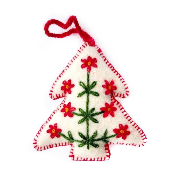 Tree Embroidered Wool Ornament