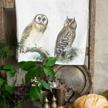 18x27 Eagle Owl Linen Kitchen Towel