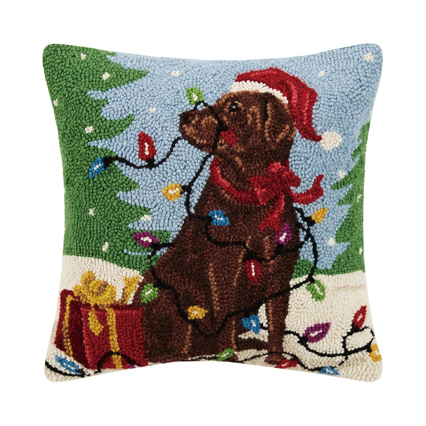 16" x 16" Holiday Chocolate Lab Pillow
