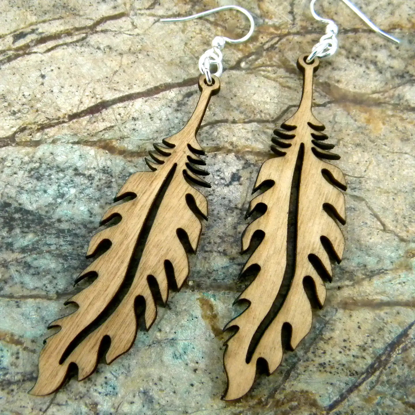 Feather Wood Earrings