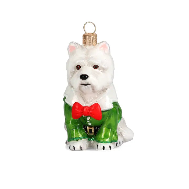 Westie in Christmas Pajamas Ornament