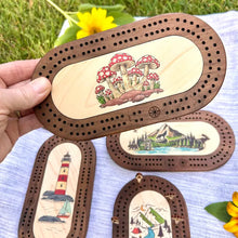 Load image into Gallery viewer, Deluxe Wildlife Mini Cribbage Board with Custom Pegs