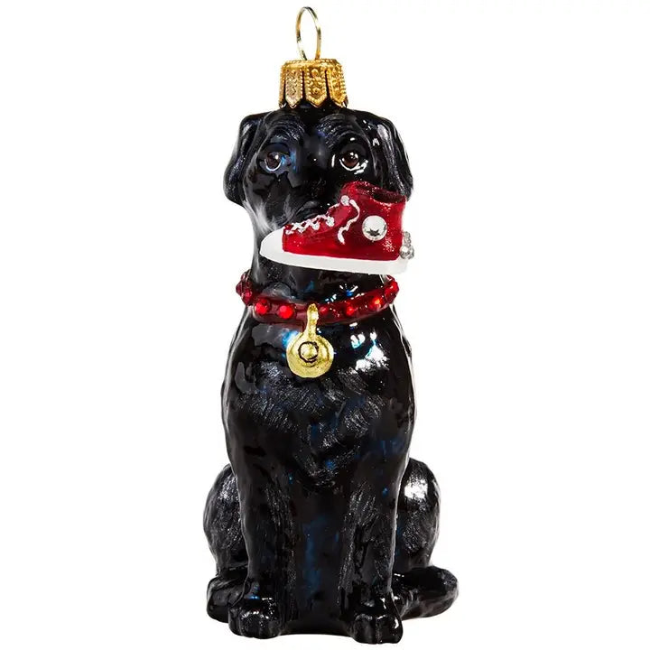 Black Lab w- High Top Sneaker Ornament