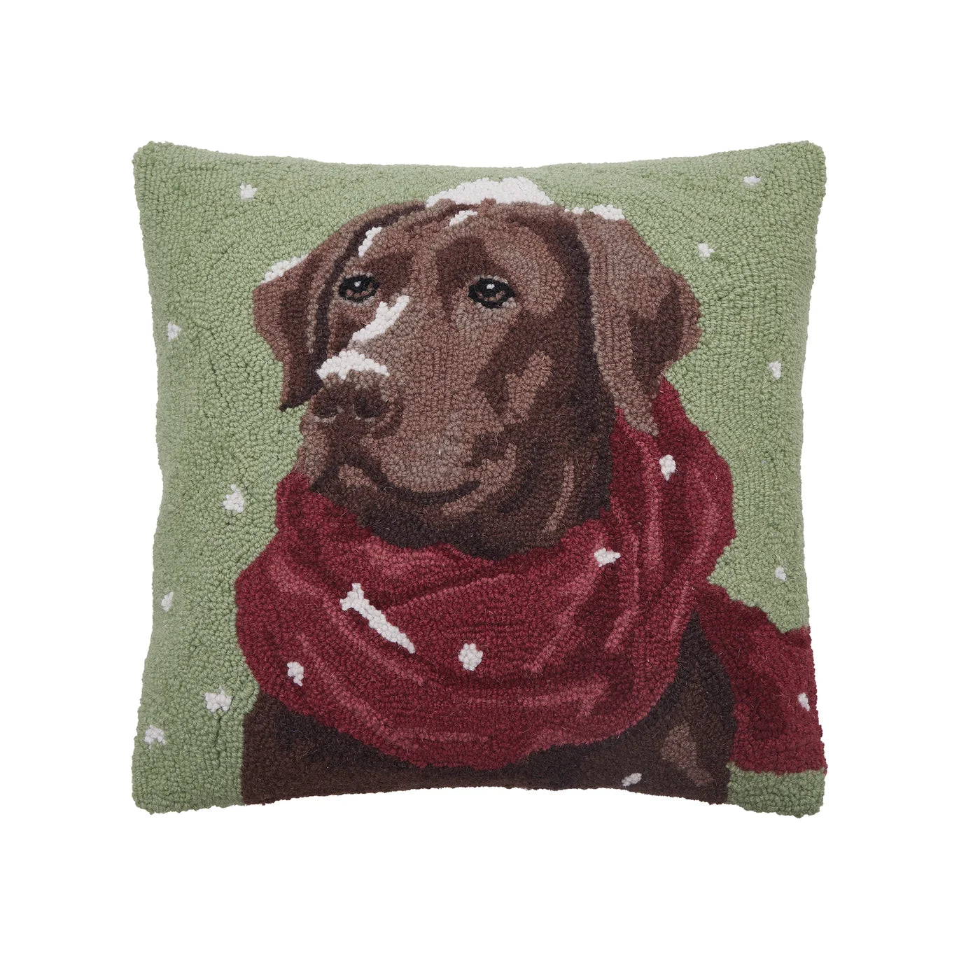 18" x 18" Snowy Chocolate Lab Pillow