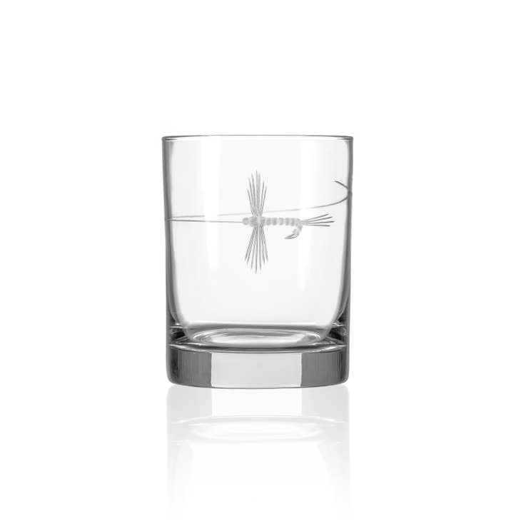 14 oz. Fly Fishing Double Old Fashioned Glass