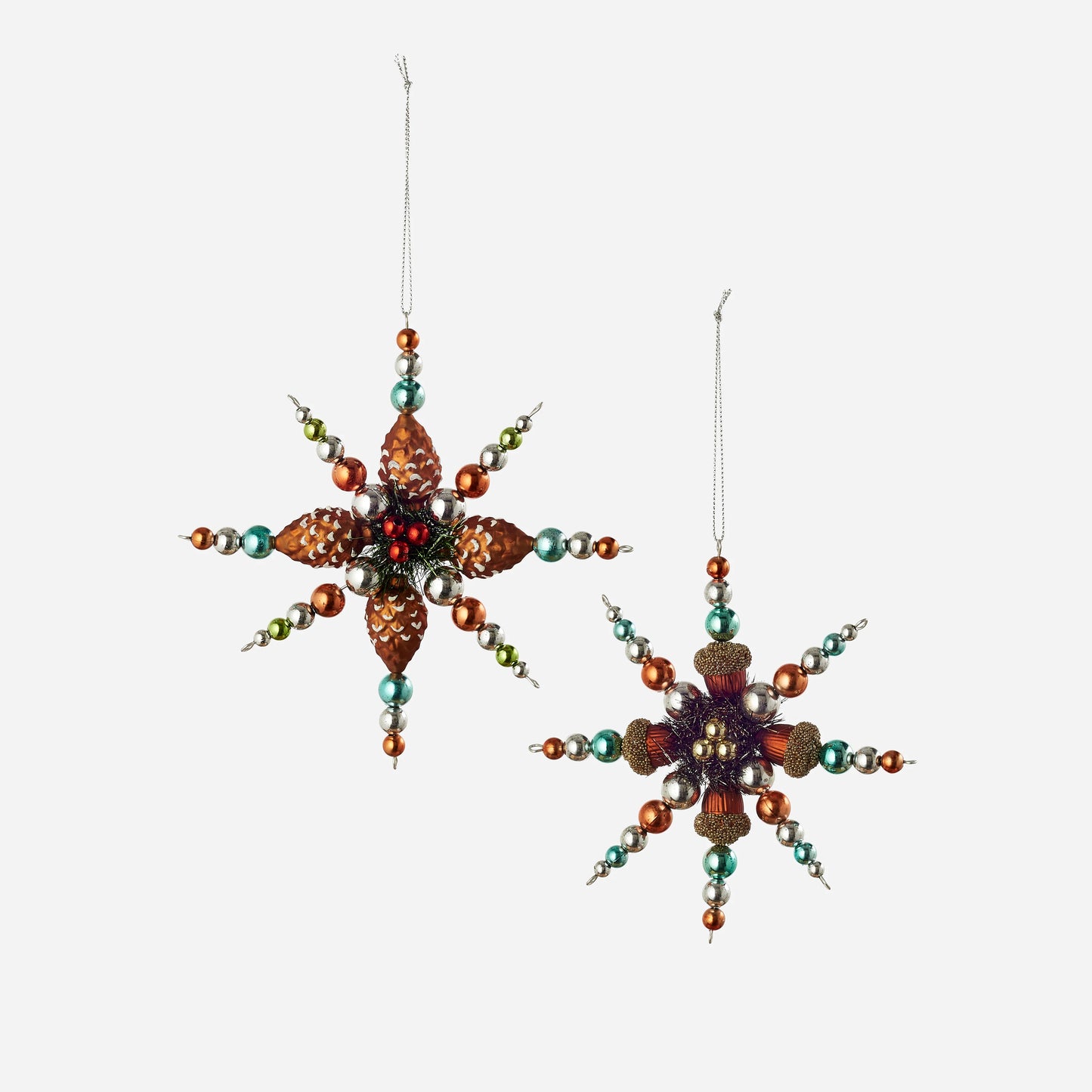 5" Glass Pinecone/Acorn Starburst Ornament