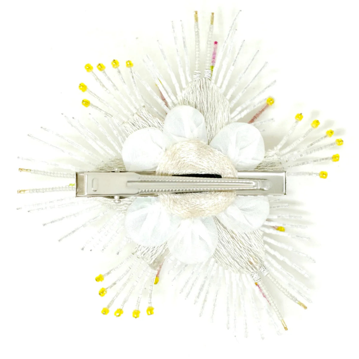 White Foliosa Flower Brooch Pin