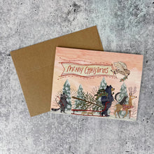 Load image into Gallery viewer, 4.25 x 5.5” Tree Cutting Christmas Cards (Boxed Set)