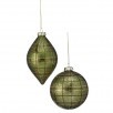 4-5.5" Glass Plaid Glitter Ball Ornament