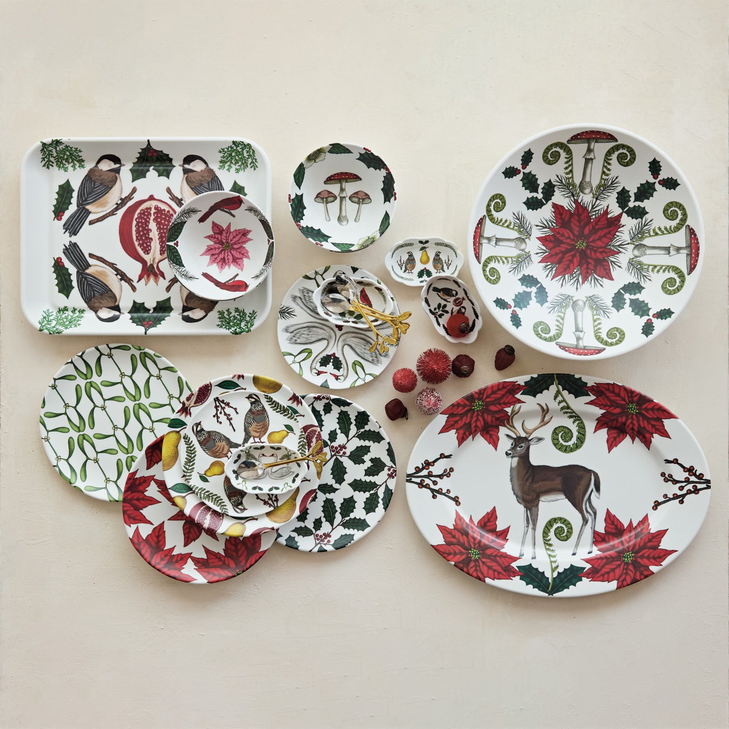 Melamine Tray w- Seasonal Botanicals & Birds