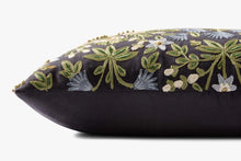 Load image into Gallery viewer, Mughal Rose Black 13x21" Embroidered Pillow
