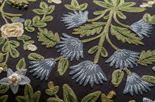 Load image into Gallery viewer, Mughal Rose Black 13x21" Embroidered Pillow