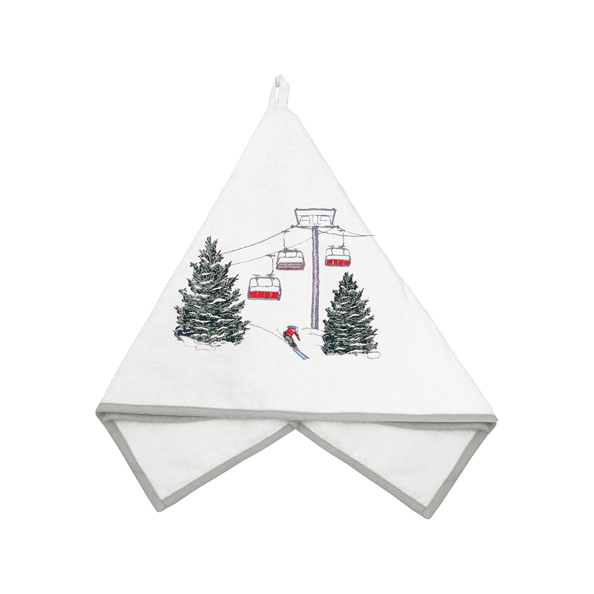 Red Ski Lift Terrycloth Towel, 25x25"