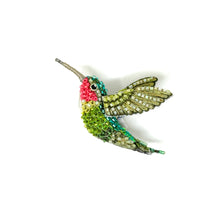 Load image into Gallery viewer, Ruby Throated Hummingbird Brooch Pin