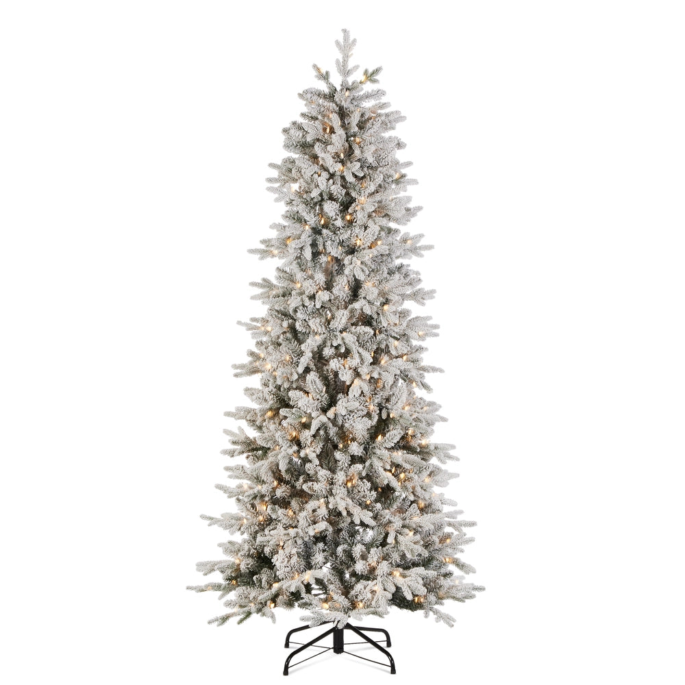 7.5' Pre-Lit Slim Flocked Noble Fir Tree