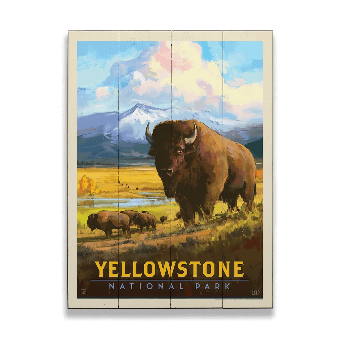 Bison Encounter at Yellowstone National Park - Wood Wall Art