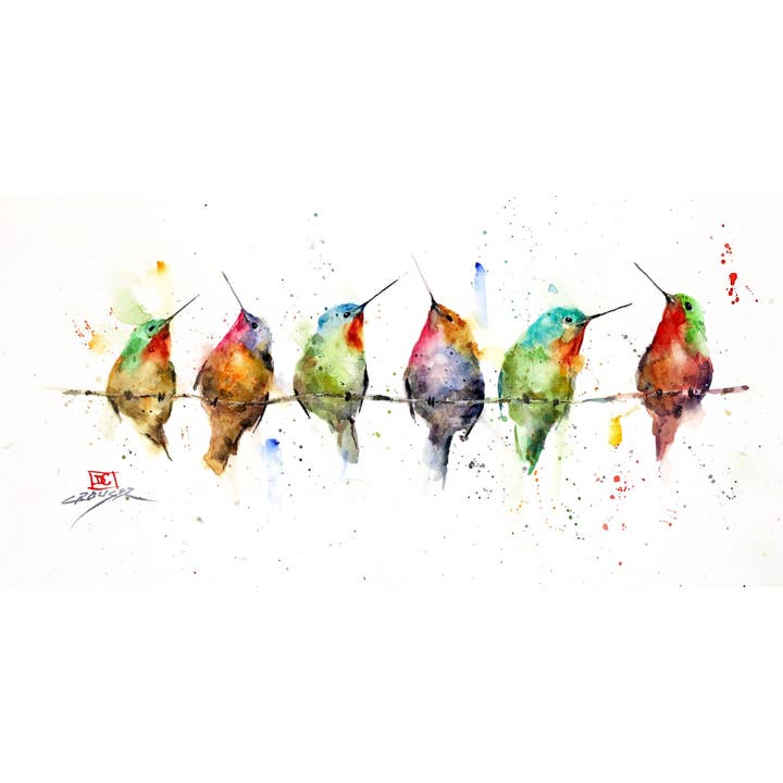 Hummers on a Wire 5x7 Greeting Card