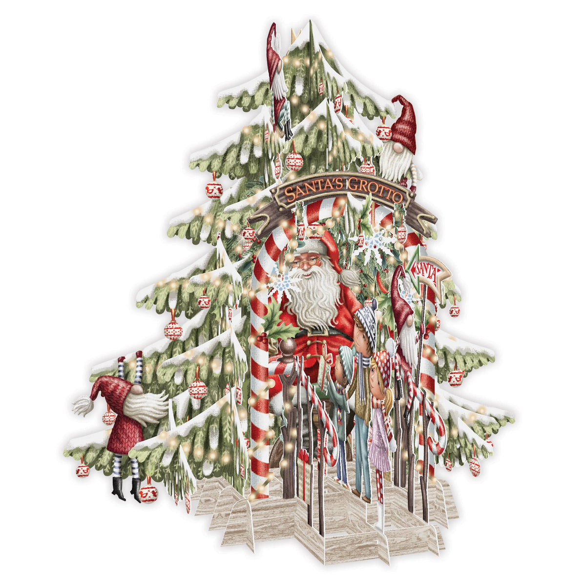 3D POP UP CHRISTMAS SANTA GROTTO GREETING CARD PAPER D'ART