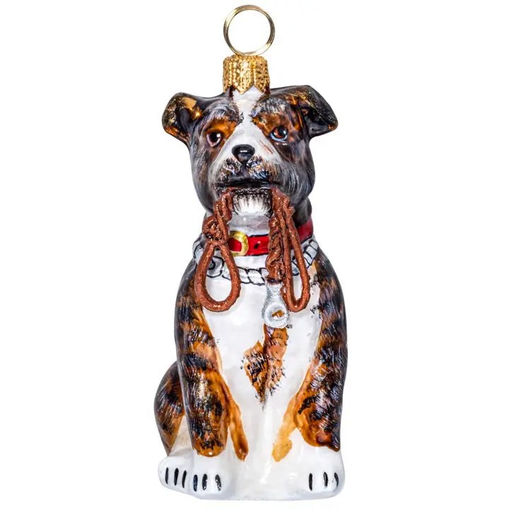American Staffordshire w/leash Ornament
